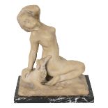Auguste Carli. An Art Deco painted terracotta figure