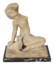 Auguste Carli. An Art Deco painted terracotta figure