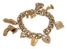 A 9ct gold fancy link charm bracelet