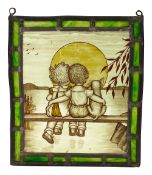 A leaded stained glass panel, c.1930