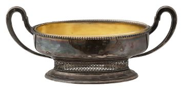 A German .800 silver twin handled silver pedestal bowl c.1900