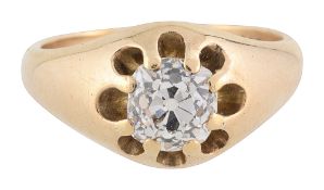 A diamond single stone ring