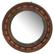 A mid 19th century oak convex mirror