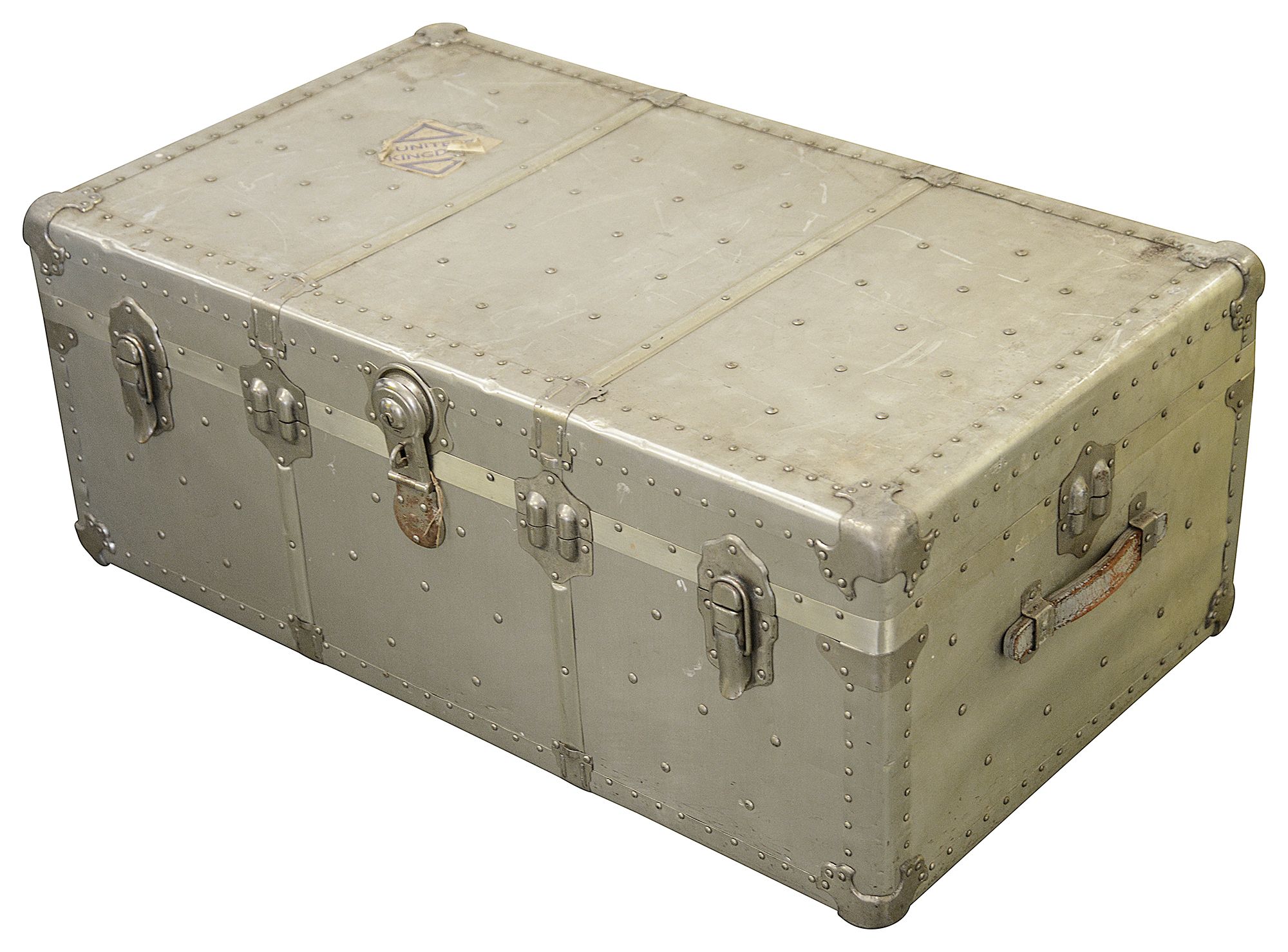 A 1950s studded polished aluminium cabin trunk - Image 2 of 6