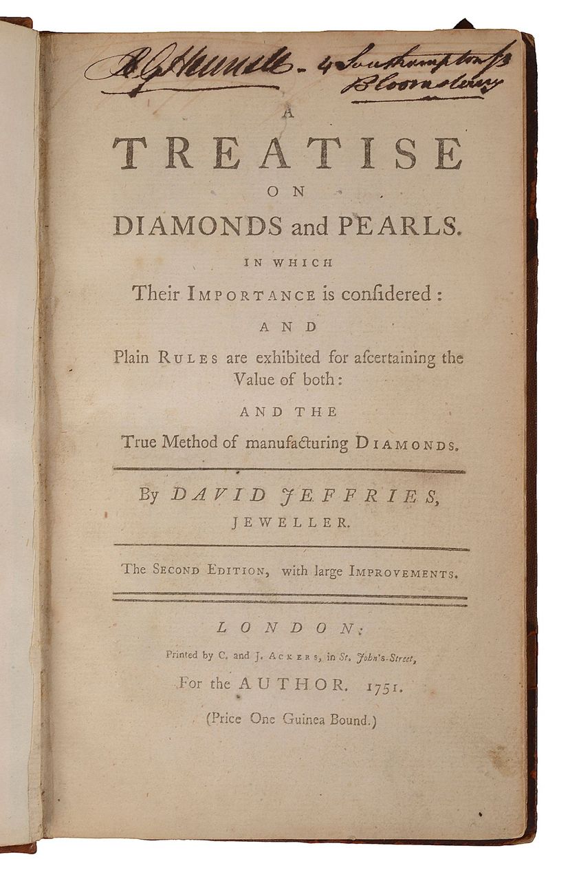 Jeffries David. A Treatise on Diamonds and Pearls