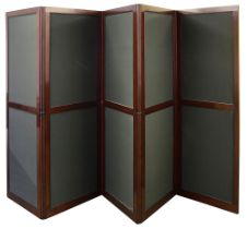 An early Victorian mahogany five fold screen