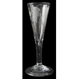 A mid 18th century engraved small ale glass c.1760