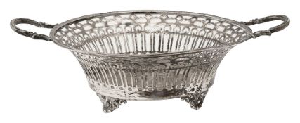 A George V silver twin handled basket