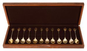 An Elizabeth II cased set of twelve RSPB silver spoons
