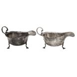 Two George V silver sauce boats