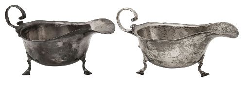 Two George V silver sauce boats