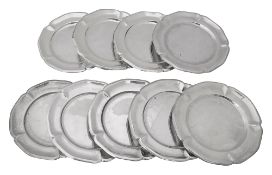 A set of nine mid 20th century Mexican silver small plates