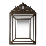 A large 19th century Flemish embossed brass wall mirror