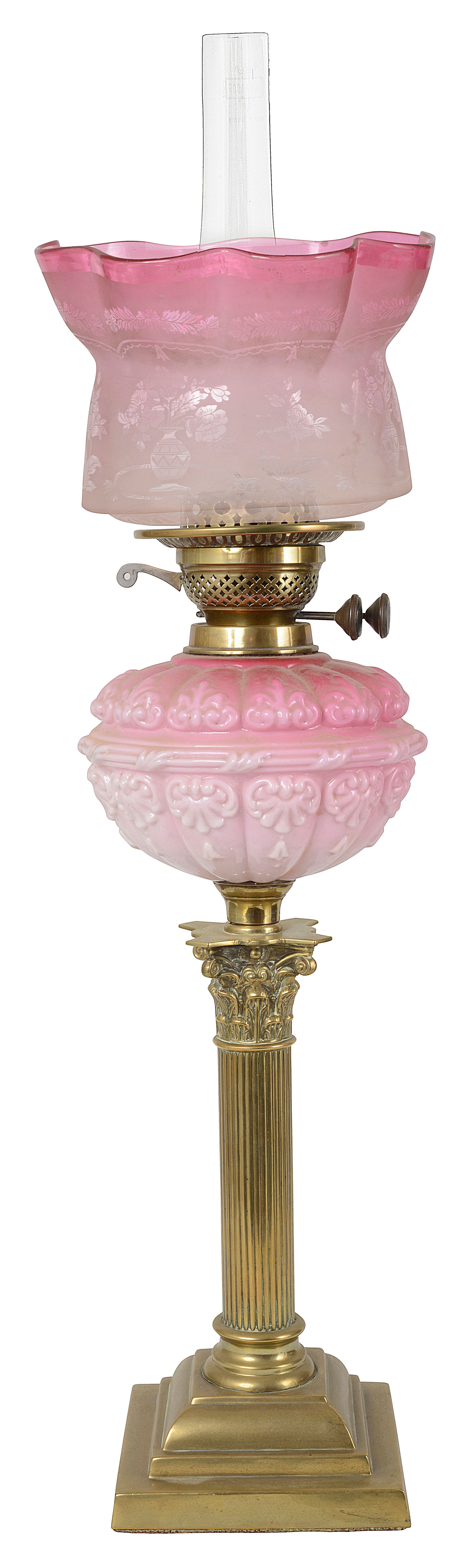 A Victorian brass oil lamp