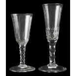 Two late 18th century facet stem ale glasses c.1780