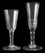 Two late 18th century facet stem ale glasses c.1780