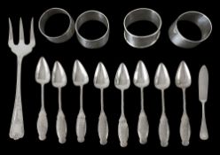 A set of eight Dutch .833 silver coffee spoons and other silver