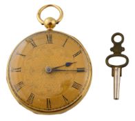 An early Victorian 18ct gold open faced pocket watch