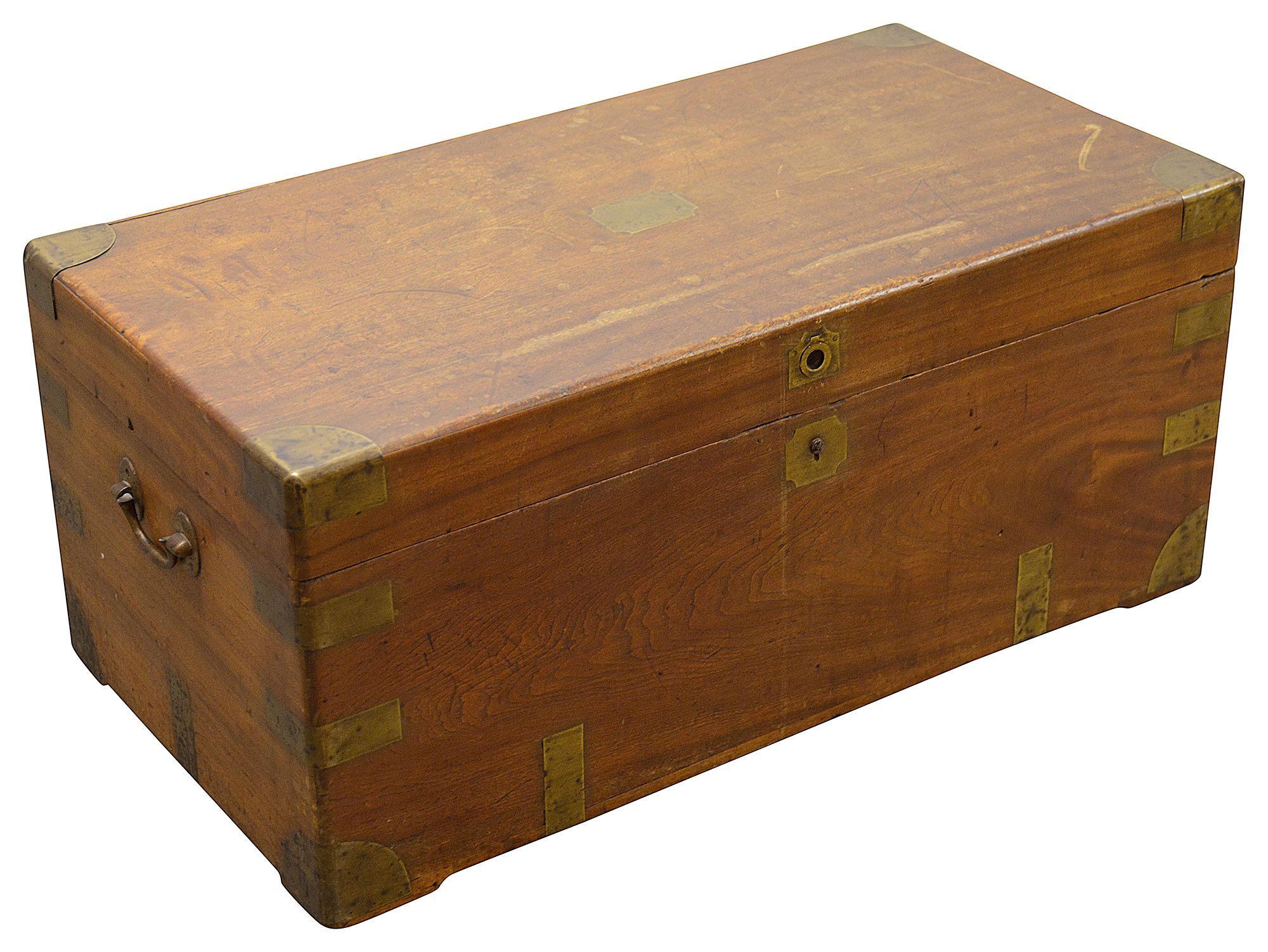 A Victorian camphorwood campaign chest - Image 6 of 6
