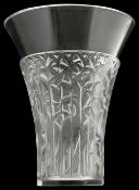 A Lalique clear and frosted glass Ibis Vase designed 1934, no.1099