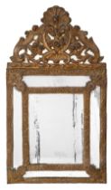 A small Flemish embossed brass mirror