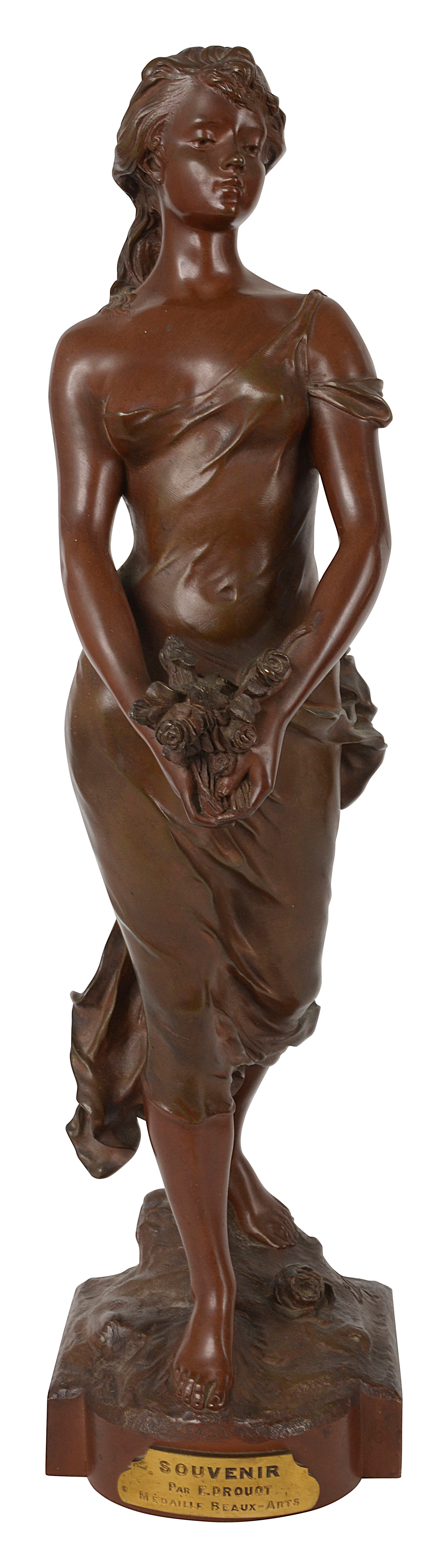 Edouart Drouot (1859-1945) 'Souvenir', a patinated bronze figure