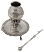 A South American Spanish Colonial silver mate cup and bombilla straw