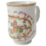 A mid 18th century Chinese export Meissen style famille rose mug