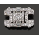 An Art Deco diamond-set brooch