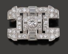 An Art Deco diamond-set brooch