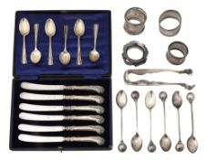 Silver teaspoons and other items