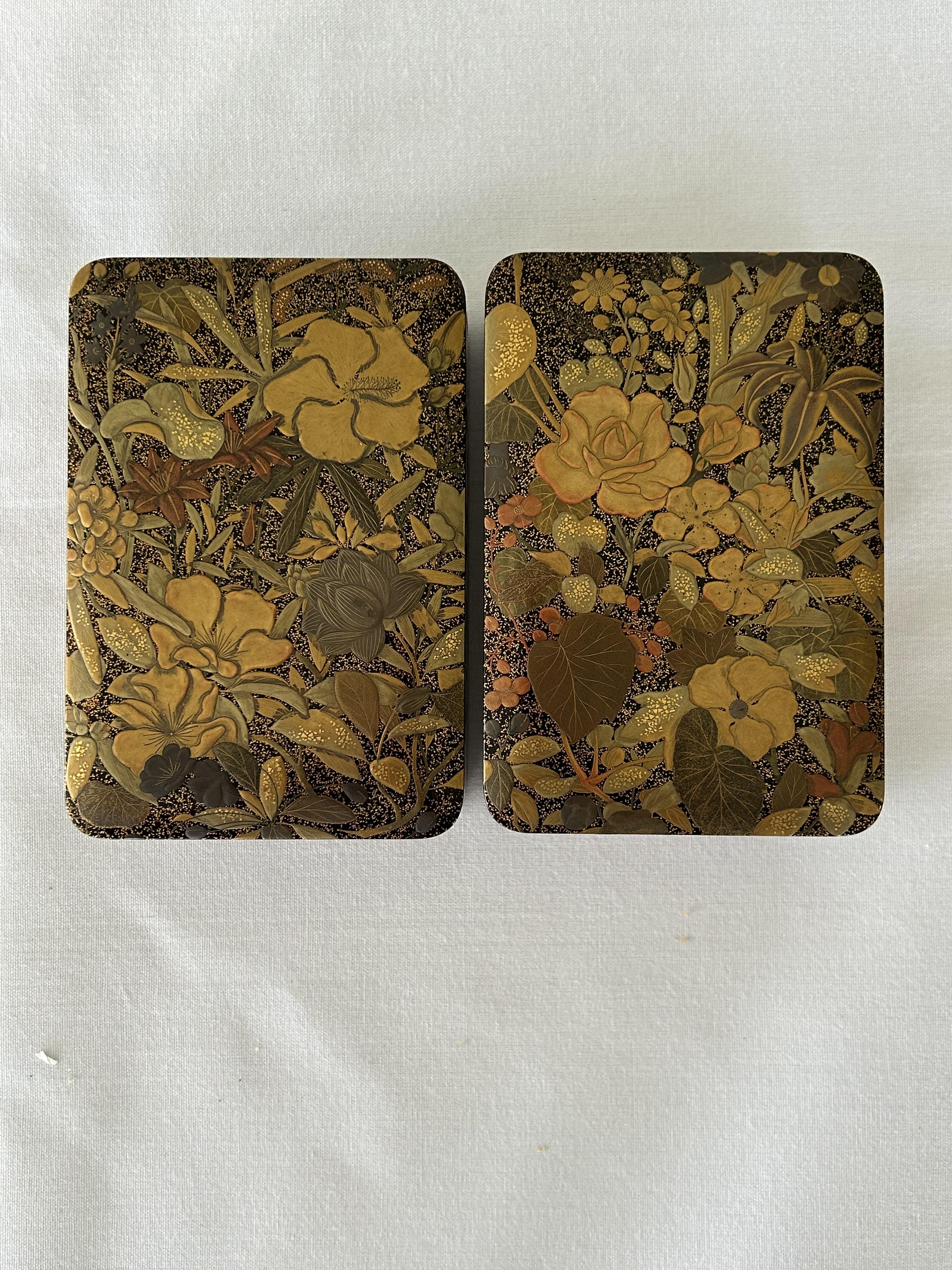 A 19th century Japanese gold lacquer box with interior tray and two boxes - Image 9 of 23