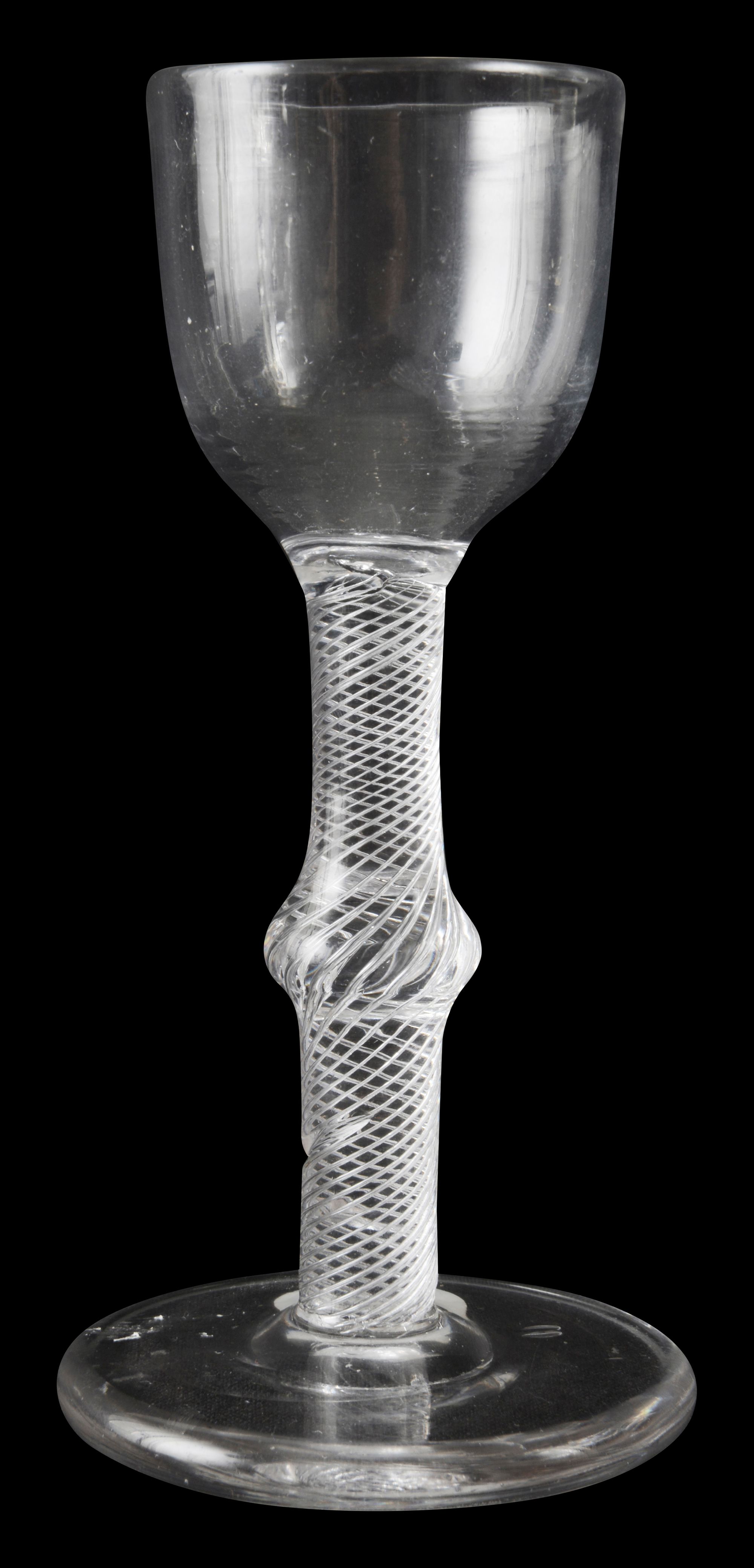 A mid 18th century airtwist cordial glass c.1745