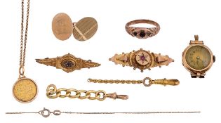 A selection of gold items