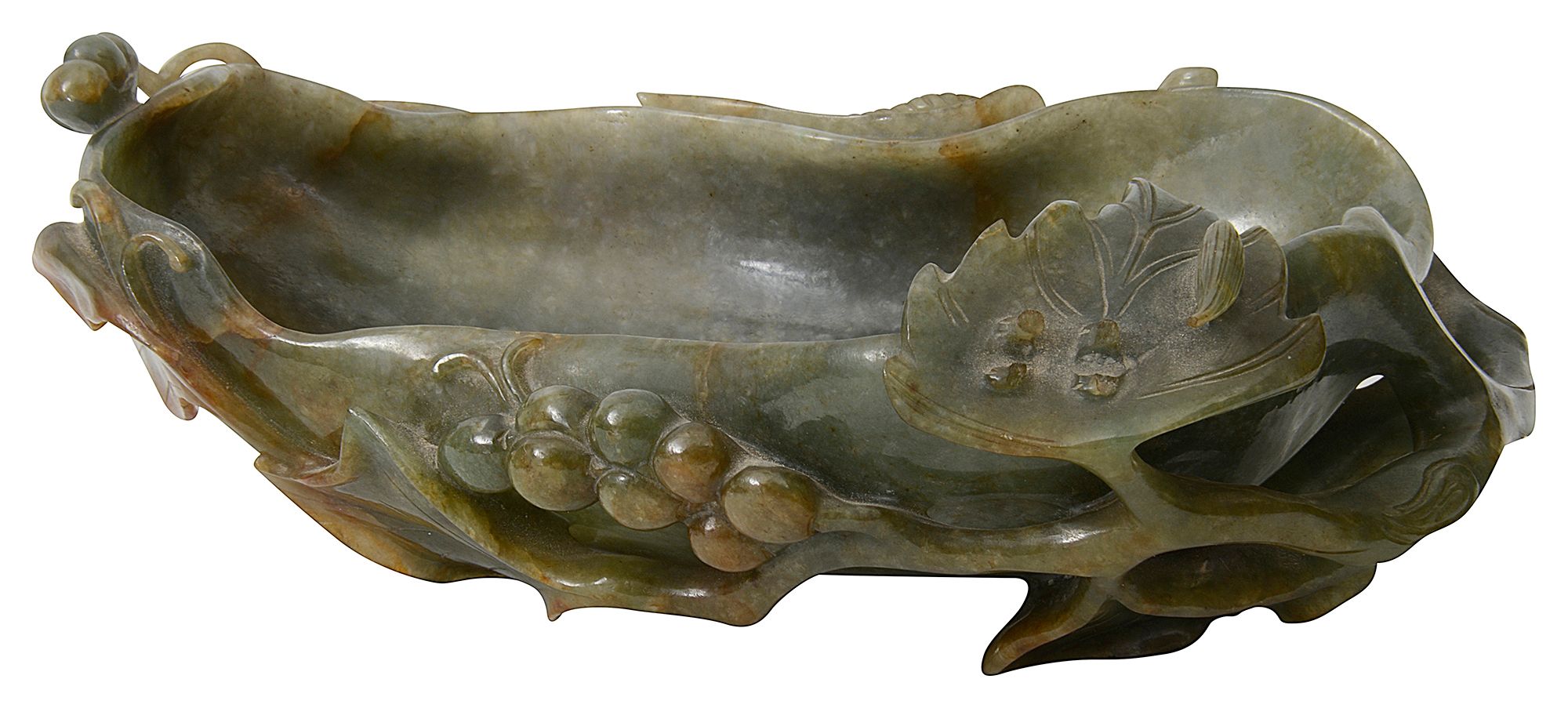 A Chinese dark green mottled jade dish - Image 7 of 7