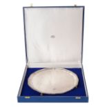 An Elizabeth II cased large silver salver