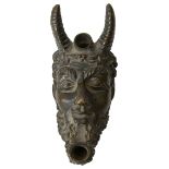 An Italian Renaissance style patinated bronze satyr oil lamp