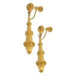 A pair of 9ct gold filigree droop earrings