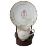 A late 18th Century Chinese Export Armorial porcelain coffee cup and saucer