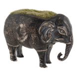 An Edwardian novelty silver elephant pin cushion