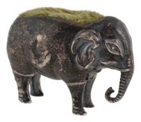 An Edwardian novelty silver elephant pin cushion