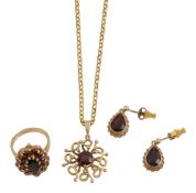 A selection of garnet jewellery