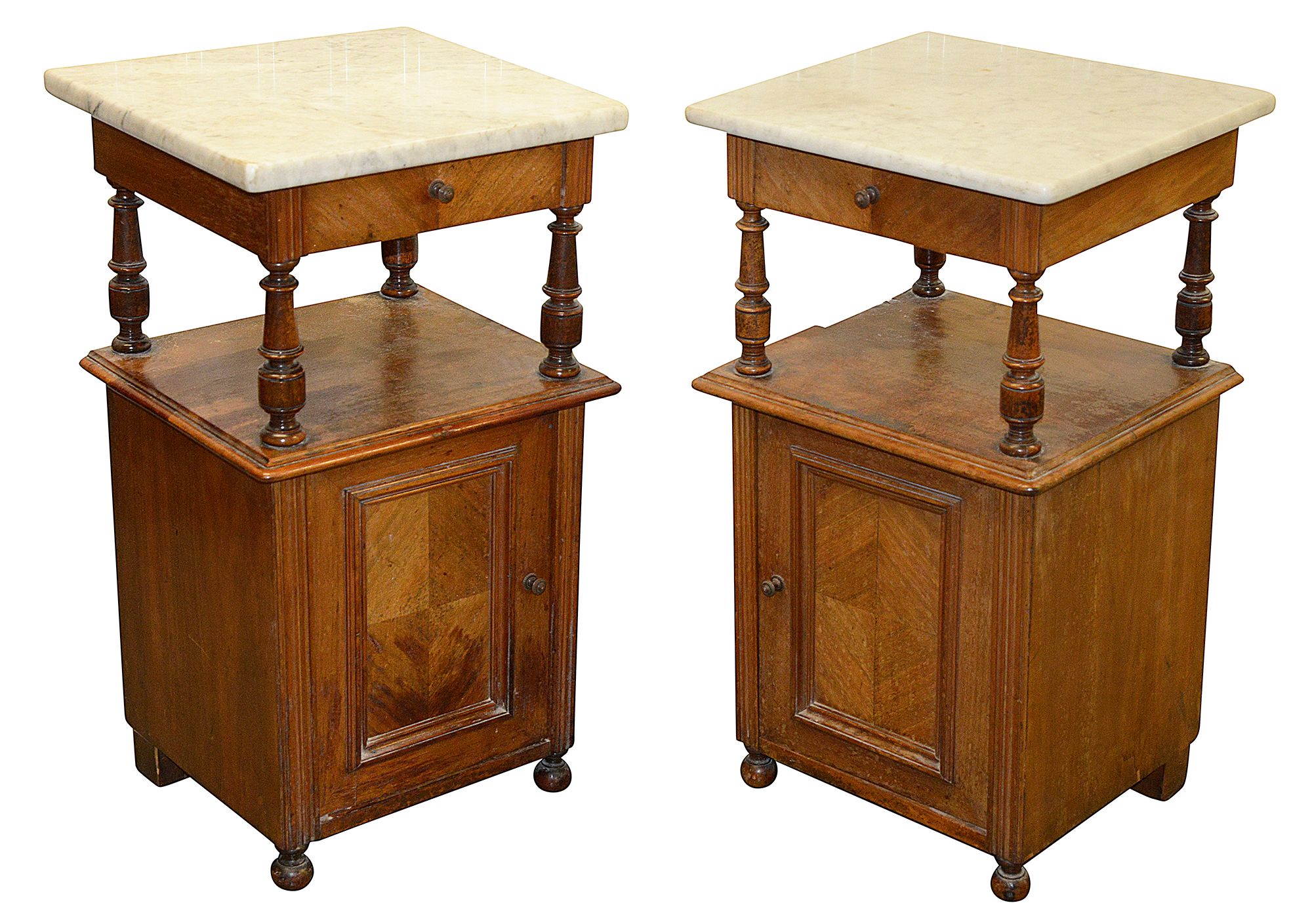 A pair of Louis Philippe walnut bedside cupboards - Image 2 of 5