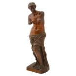 After the Antique. A 19th century French patinated bronze figure of the Venus de Milo
