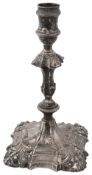 An early George III cast silver candlestick