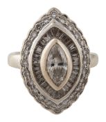 A diamond-set plaque ring