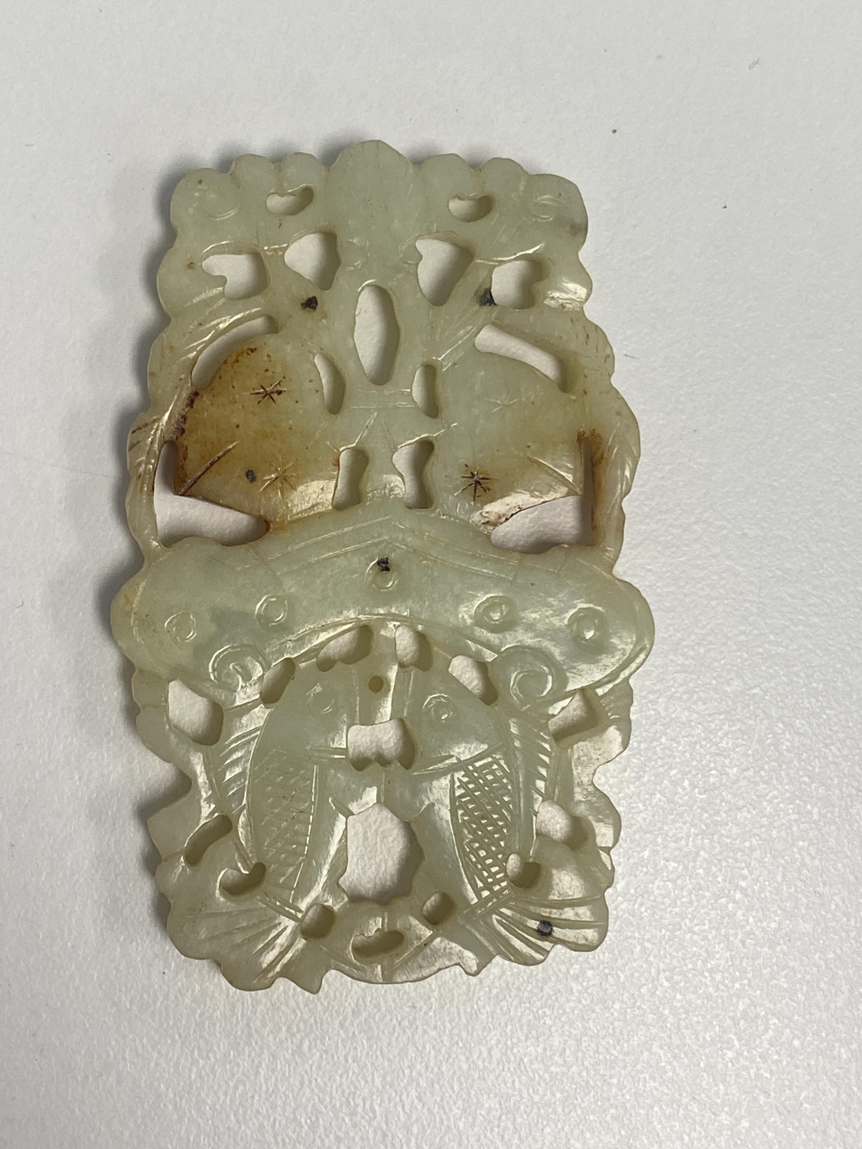 A Chinese mutton fat jade pendant necklace and five plaques - Image 9 of 29