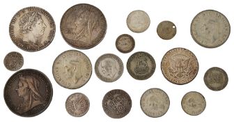 A George III crown, 1818 and other silver coins