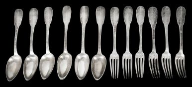 Early 19th century French silver .950 fiddle pattern flatware