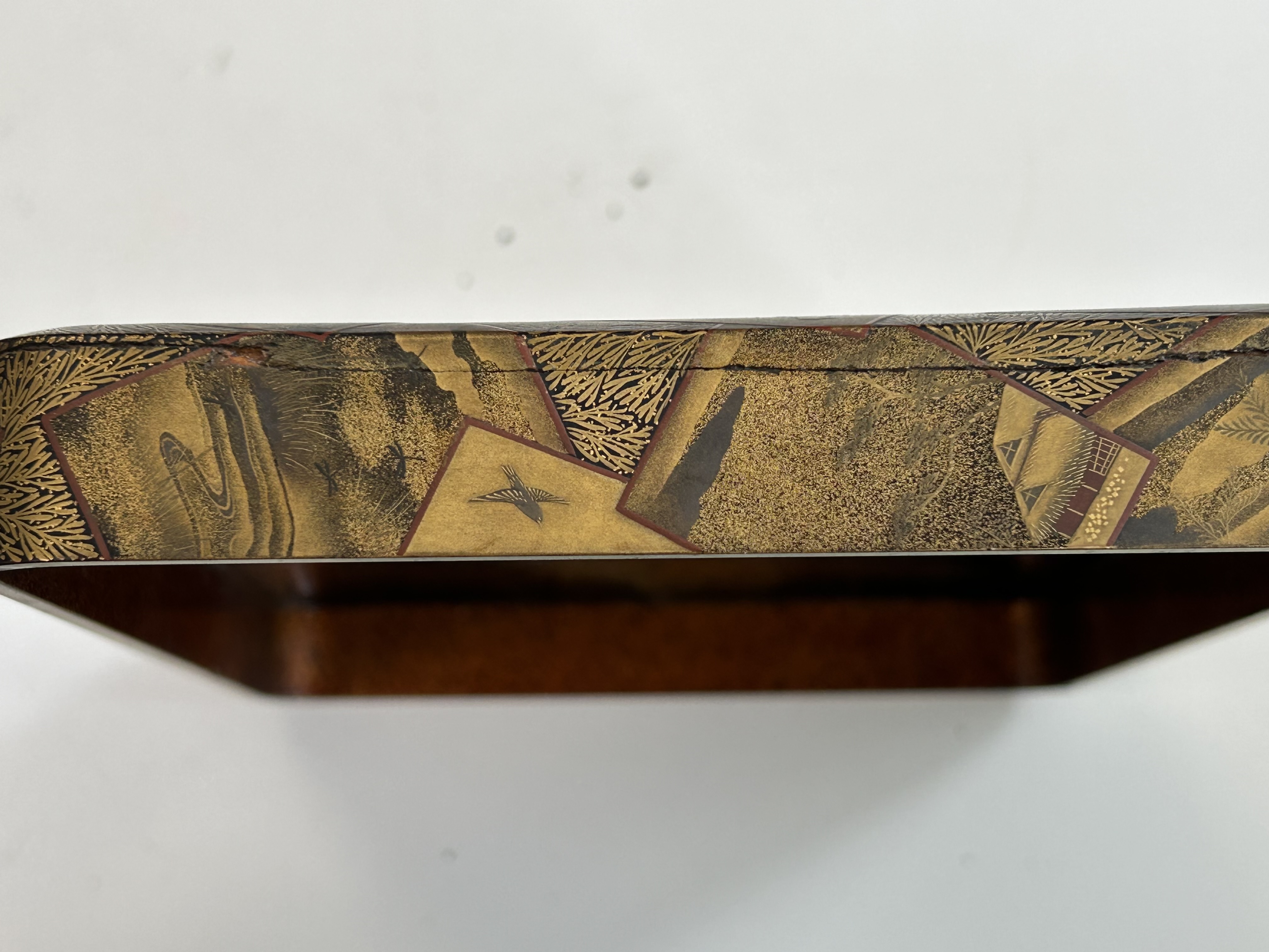 A 19th century Japanese gold lacquer box with interior tray and two boxes - Image 12 of 23